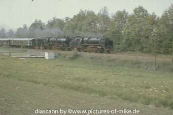 62 015 und 23 1113 an der Einfahrt in den Bahnhof Dürrröhrsdorf aus Richtung Pirna