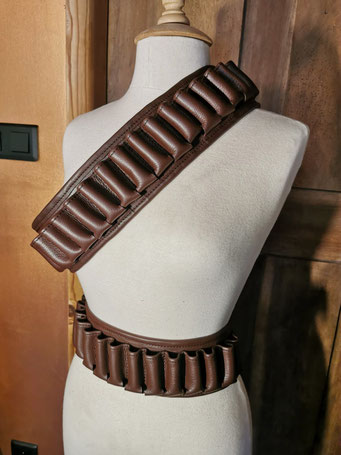 ceinture  cartouchière cuir pour la chasse