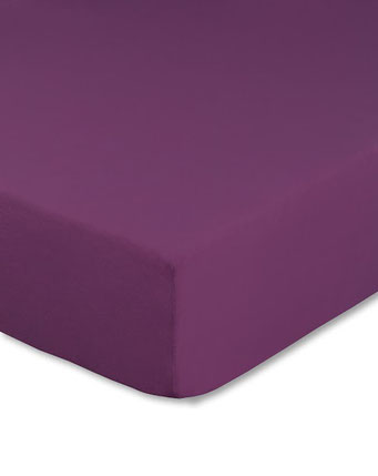 Spannbettlaken mit hohem Seitensteg in Farbe aubergine aus 100% reiner Baumwolle