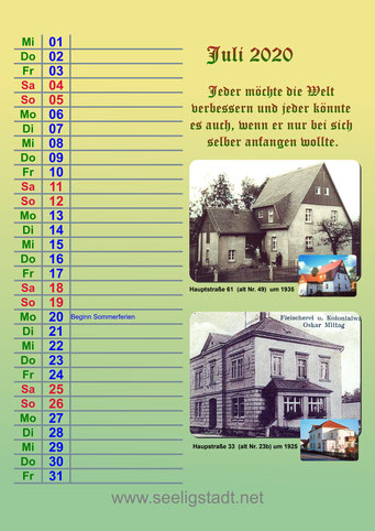 Seeligstadt Kalender 2020