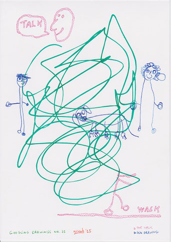 Google Drawings — Google drawing 35 — childlike line drawing with scribbles, figures and the word “Talk”.