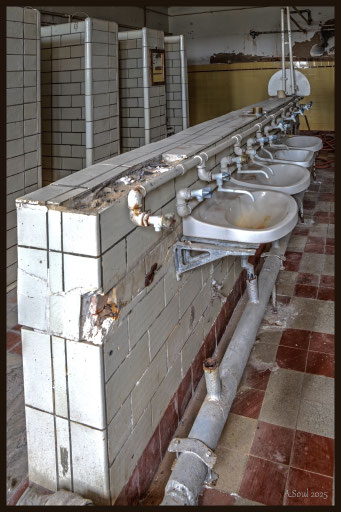 Hygiene ist das gebot der Stunde: Waschbeckenreihe