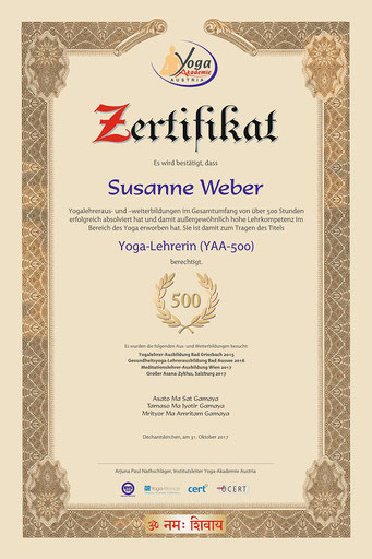 Zertifikat YAA-500 - 5