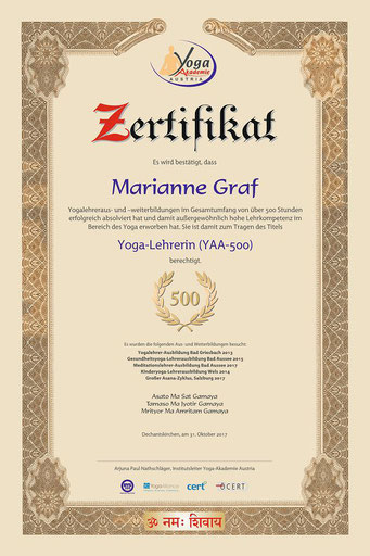 Zertifikat YAA-500 - 1
