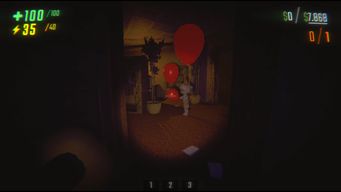 Birthday boy putting up balloons