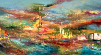 "Euphorie", 2024, 60x120, Mischtechnik mit Pigmenten auf Leinwand