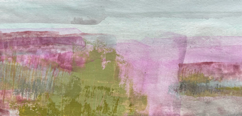 "Strandfliederwiesen", 2025, 12 x 26, Naturmaterialien auf Papier