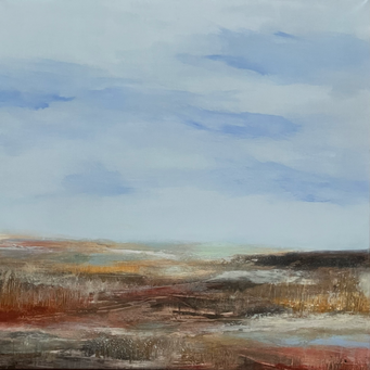 "Wege 3", 2024, 80x80, Mischtechnik mit Erden und Pigmenten auf Leinwand 
