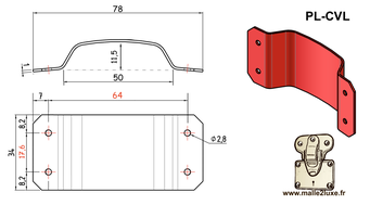 PL-CVL solid brass bracket for premium trunk handle manufacturing.