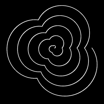 Transformation Archimed. Spirale, m=3,q=-1,p=1