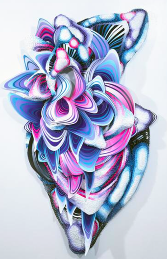CRYSTAL WAGNER, Bioform III, screen printed cut paper, wire, wood paint, clear coat sealant, 42x36x6 inches, 2017 