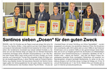 Künstler Divo Santino mit Gewinnern der Kölsch-Campbell-Drucke bei der Vernissage in der Villa Reuther