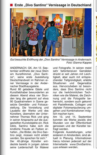 Blick in die gut besuchte Stadthausgalerie Andernach zur ersten Deutschland-Ausstellung von Divo Santino