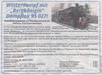 Winterdampf mit Bergkönigin Dampflok 95 027