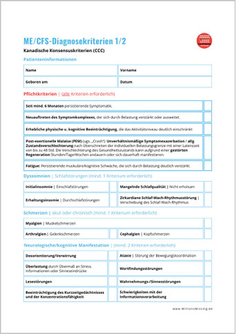 ME/CFS Diagnose Fragebogen CCC | Charité 