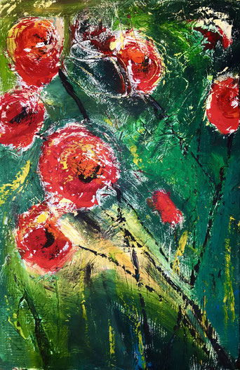 " Klatschmohn" , Acryl auf Leinwand , 60x90 cm , B 373