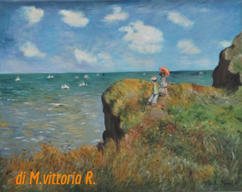 Clifftop walk at Pourville, copia d'autore C. Monet, olio su tela cm 40x50 anno 2016