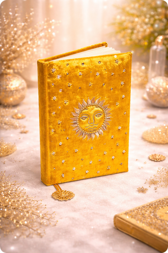 Carnet velours soleil jaune 