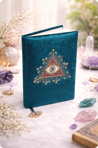 Carnet velours bleu œil 