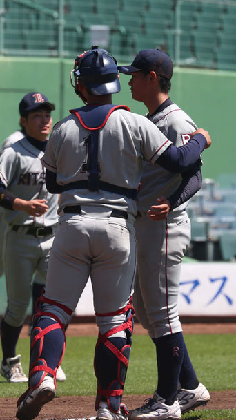 京大打線を0点に抑えた立命バッテリー