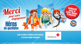 Playmobil solidaire avec la Croix-Rouge française.