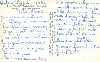 Carte postale de Vélizy datée du 04 avril 1960.