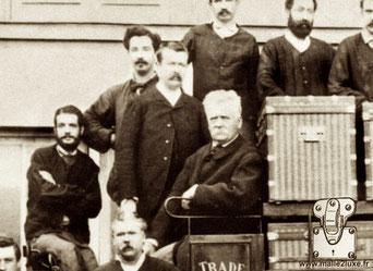 Georges et Louis - Pose with the craftsmen of the workshops of Asnieres - 1888