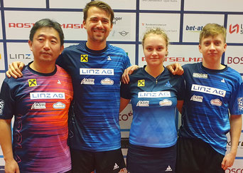 Foto LINZ AG Froschberg - Team OÖ Landesliga - Zhang Jie, Preu Julius, Margarita Baltushyte, Jan Nemeth
