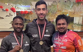 Foto Froschberg - Mannschafts Staatsmeister Bronze - Medaille 2023  für SPG LINZ Herren -  vl Amalraj Anthony Arputharaj, vl Youssef Abdelaziz,  Soumyajit Ghosh  