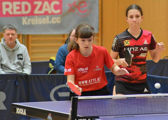 Foto OÖTTV - Silbermedaille für Miriam Meier mit Mariia Lytvyn im Mädchen U13 Doppel - Trainer Jens Ruland 