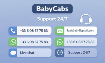 Paris airport taxi with baby seat or car seat
