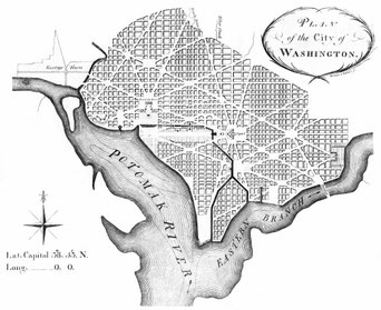 PIERRE CHARLES L'ENFANT. PLAN OF THE CITY OF WASHINGTON. 1792. LIBRARY OF CONGRESS