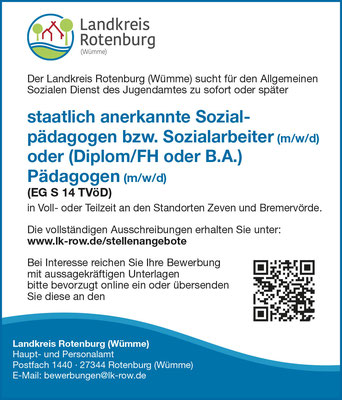 Stellenausschreibung Rotenburg Landkreis Sozialarbeiter 