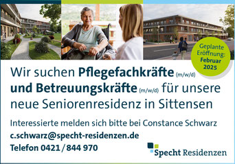 sittensen stellenanzeige seniorenresidenz pflegepesonal