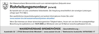 Stellenanzeige Handwerker Bremervoerde BRV