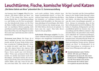 Veranstaltungsprogramm ROW BRV - Kunstaustellung in Klenkendorf am 3 August 2025