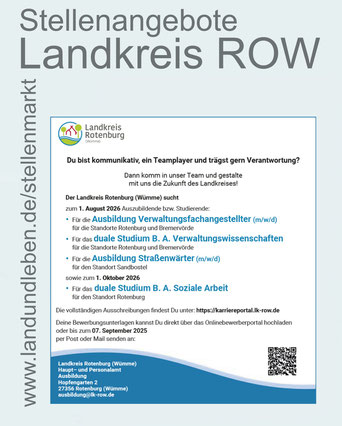 Stellenangebote für Ausbildung beim Landkreis ROW