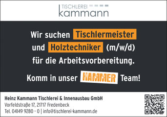 stellenanzeige Tischler Holztechnik Fredenbeck STD