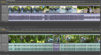 Die Timelines des neuen Projektes, oben die "Fertige" Timeline, unten das Rohmaterial