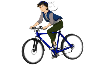 自転車に乗るお兄さんとDallyイラスト