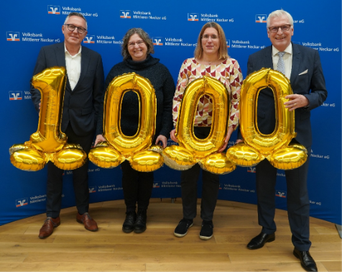 Vorstandsmitglied Thomas Krießler (links), Simone Kimmerle, Ute Götze und Vorstandsmitglied Eberhard Gras (rechts)