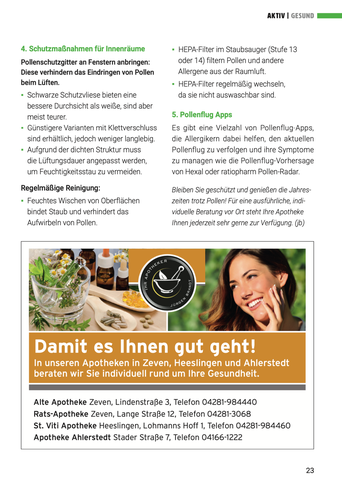 Hilfe bei Heuschnupfen - Apothele J Brandt Zeven