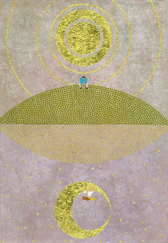 "That cap belongs to me."   21.0×14.8cm  Acrylic on washi paper.    Framed.