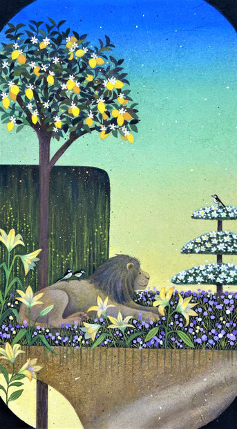 「空中庭園Ⅳ-瑠璃」雲母壁面画  333×190mm/￥143,000(税込)