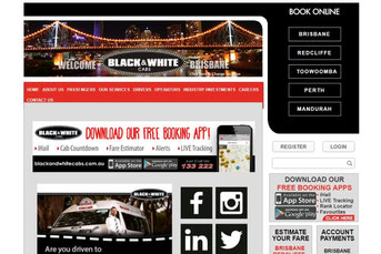 Black & White Cabs Brisbane ウェブサイト