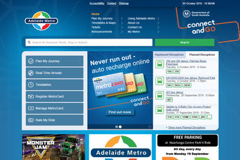 Adelaide Metro ウェブサイト