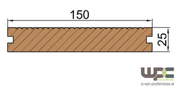 WPC Dielen Bambus BPC Terrassendielen Massivdiele Schnitt 150mm x 25mm Abmessung