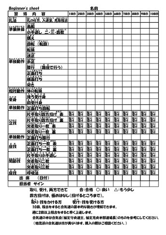 ビギナーズシート