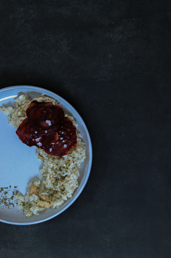 Pilzrisotto mit Rote Beete Chips