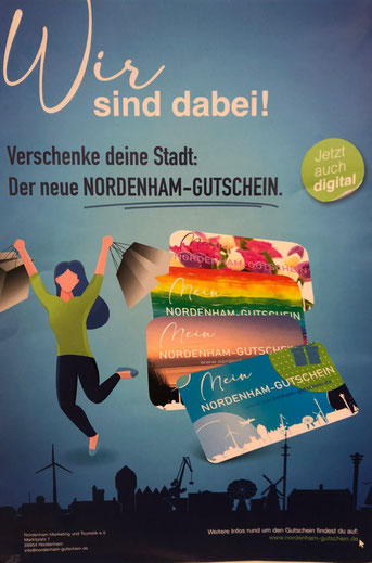 Bei uns können Sie auch den neuen digitalen Nordenham-Gutschein einlösen.